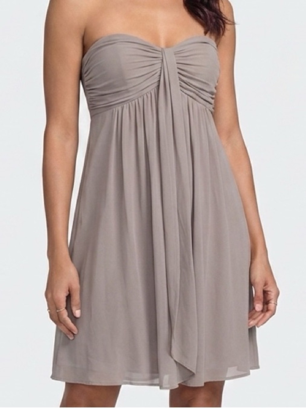 Express Grey chiffon strapless dress